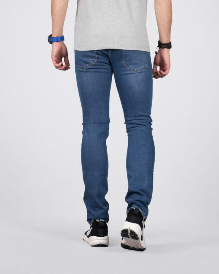 شلوار جین مردانه ساده راسته - آبی - پشت