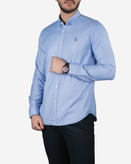 پیراهن آستین بلند آبی روشن مردانه - آبی روشن - رو به رو