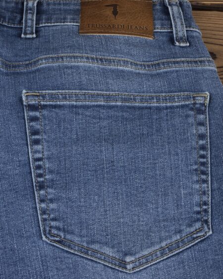 شلوار جین مردانه ساده راسته - آبی - جیب پشت