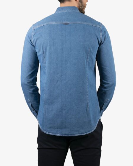 پیراهن جین مردانه آبی کم رنگ - آبی نیلی - پشت