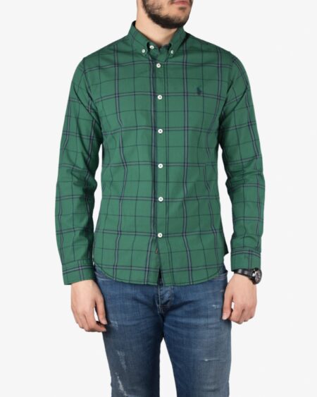 پیراهن آستین بلند چهارخانه‌ سبز مردانه - سبز - رو به‌ رو