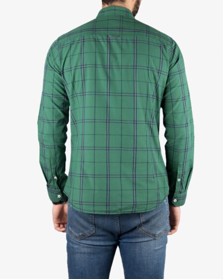 پیراهن آستین بلند چهارخانه‌ سبز مردانه - سبز - پشت