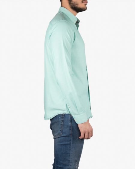 پیراهن آستین بلند مردانه ساده - سبز دریایی - بغل