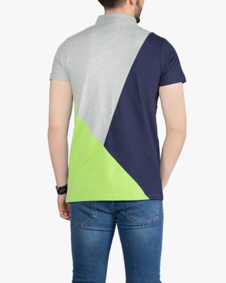 پولوشرت مردانه سه رنگ - سبز فسفری - پشت - خرید اینترنتی لباس - فروشگاه اینترنتی لباس سارابارا