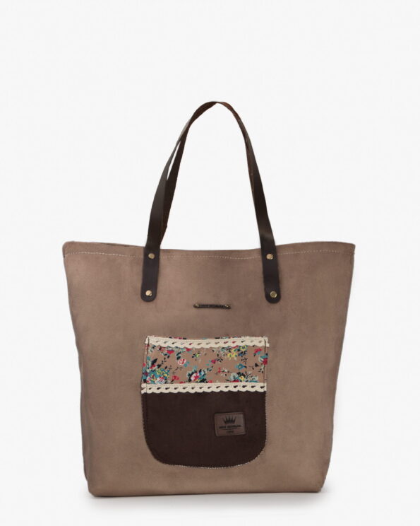 کیف دوشی جیر زنانه - قهوه ای روشن - رو به رو