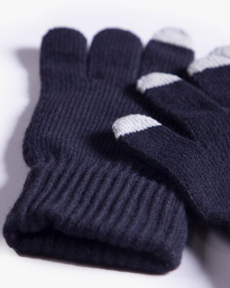 دستکش بافت زمستانی نخی کشی - سرمه ای تیره - دستکش بافتنی