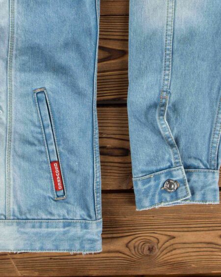 کت جین مردانه اسپرت زاپ دار - آبی روشن - آستین جیب