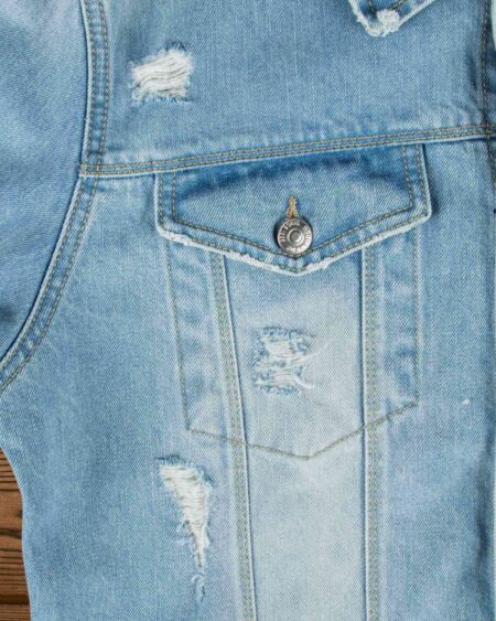 کت جین مردانه اسپرت زاپ دار - آبی روشن - زاپ جیب