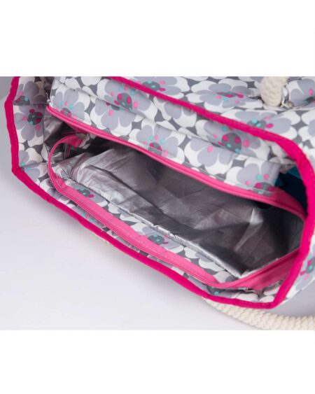کیف دوشی اسپرت زنانه گلدار - سفید - زیپ