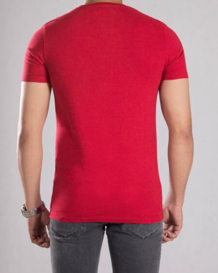 تی شرت طرح دار مردانه - قرمز روشن - پشت