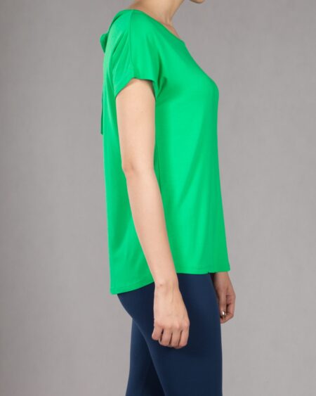 تیشرت گلدوزی زنانه یقه گرد - سبز چمنی - بغل