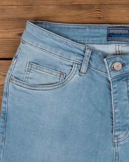 شلوار جین روشن ساده مردانه - آبی روشن - جیب جلو