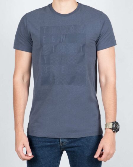 تی شرت مردانه اسپرت یقه گرد - نیلی - رو به رو