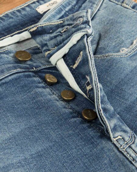 شلوار جین مردانه راسته - آبی - دکمه