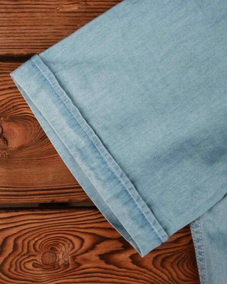 پیراهن جین روشن مردانه آستین کوتاه - آبی روشن - آستین