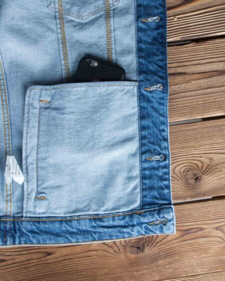 کت جین مردانه آستین بلند- آبی- جیب داخل