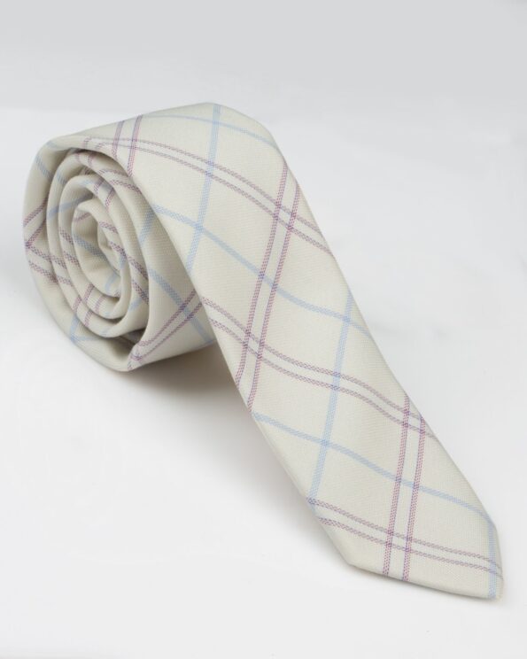کراوات نخی طرح چهارخانه - خاکستری محو