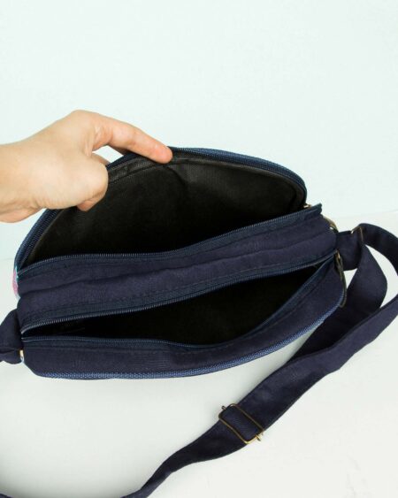 کیف دوشی دو دکمه آبی - سرمه‌ای - آستر پلی استر