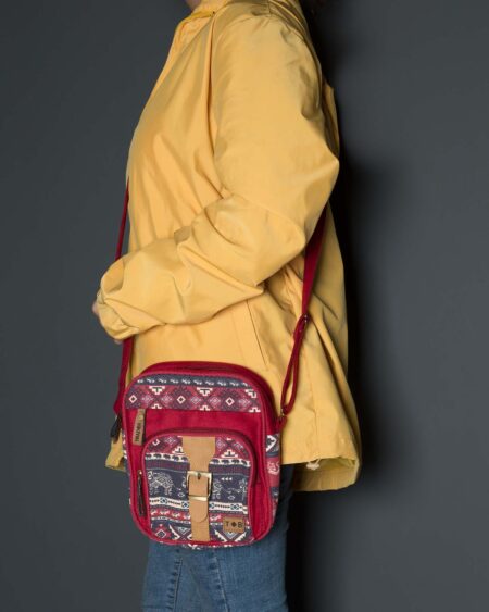 کیف دوشی طرحدار قرمز - زرشکی - زنانه