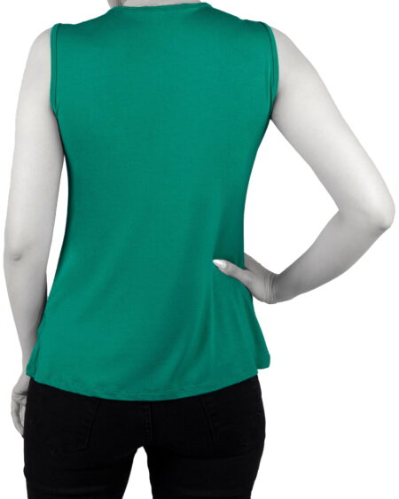 تاپ آستین حلقه ای زنانه با طوق دور گردن- سبزآبی- نمای پشت