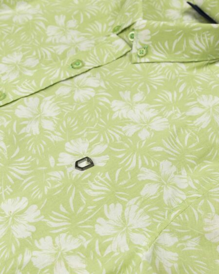 پیراهن مردانه طرح هاوایی- سبز شبرنگ- طرح