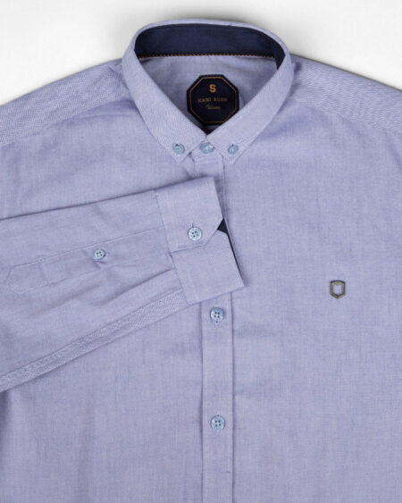 پیراهن نخی مردانه 1058- آبی بنفش (4)