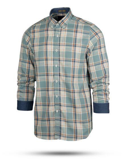 پیراهن چهارخانه مردانه vk991- آبی فیروزه ای (2)