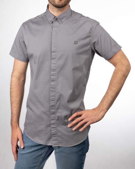 پیراهن آستین کوتاه مردانه 4004- خاکستری (4)