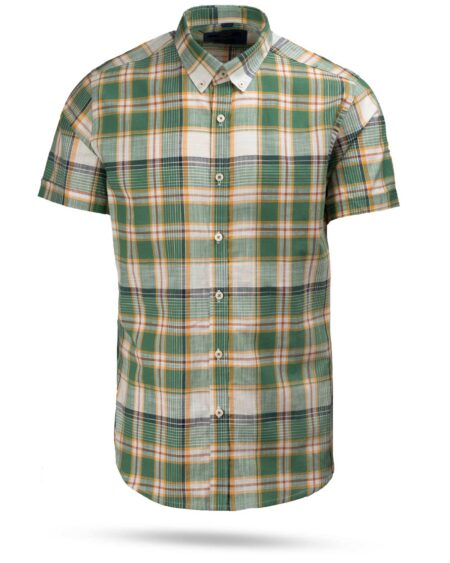 پیراهن مردانه آستین کوتاه VK9919- سبر چمنی (1)