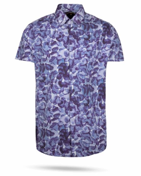 پیراهن مردانه هاوایی 4020- آبی کاربنی (1)