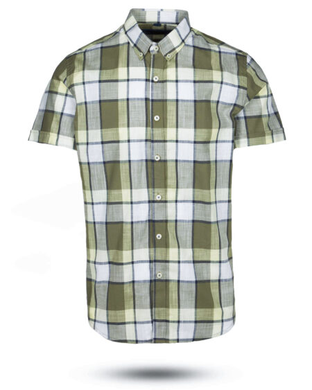پیراهن مردانه آستین کوتاه VK9919- لیمویی (1)