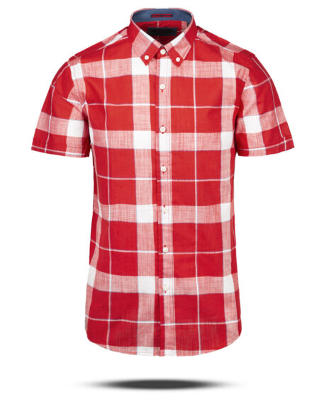پیراهن مردانه چهارخانه VK9933-قرمز-فروشگاه سارابارا-SARABARA.COM
