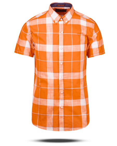 پیراهن مردانه چهارخانه VK9933-نارنجی-فروشگاه سارابارا-SARABARA (1)